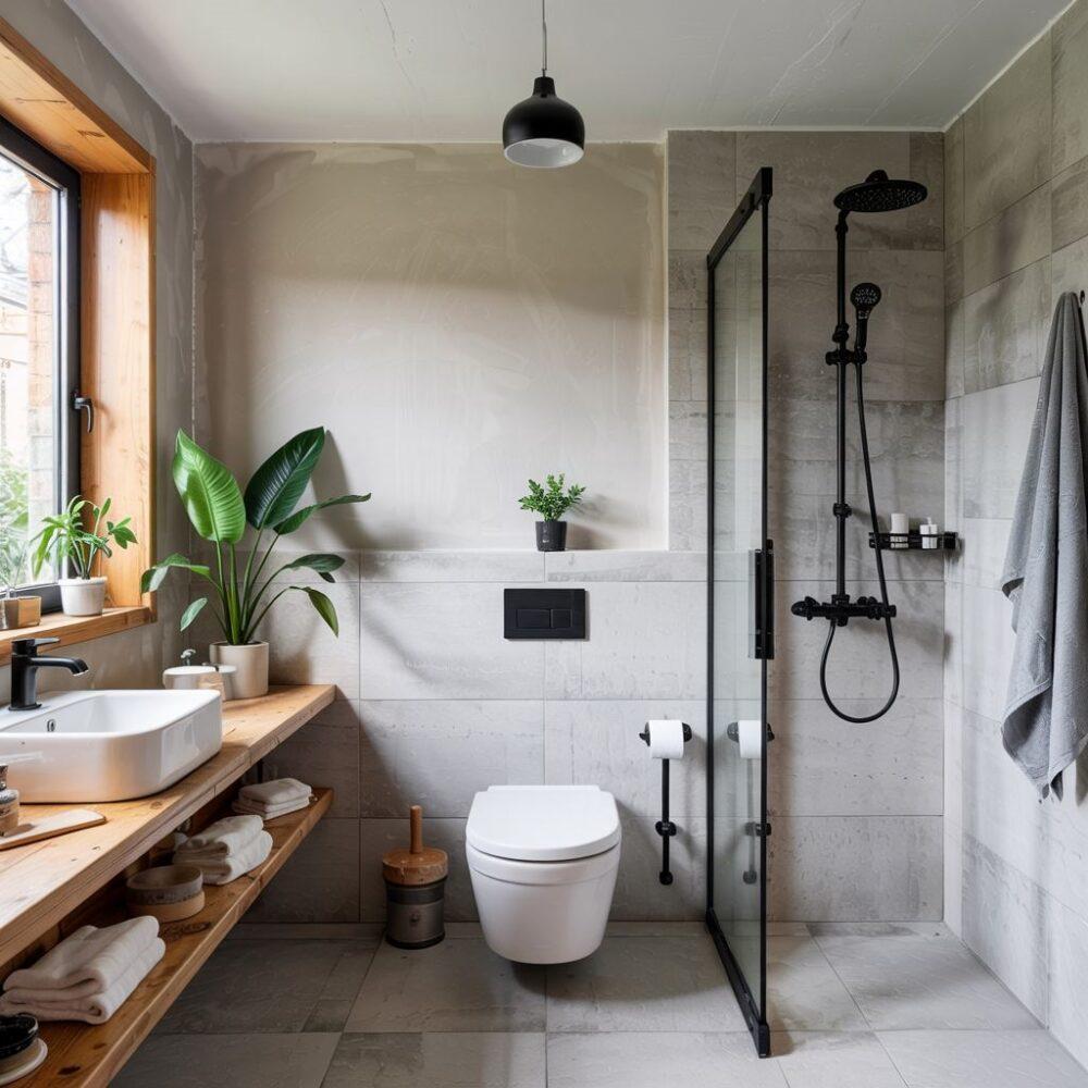 aplikacja gładzi na ścianę łazienki