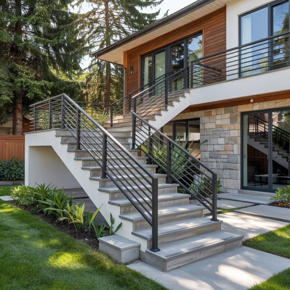 balustrada metalowa na schodach zewnętrznych