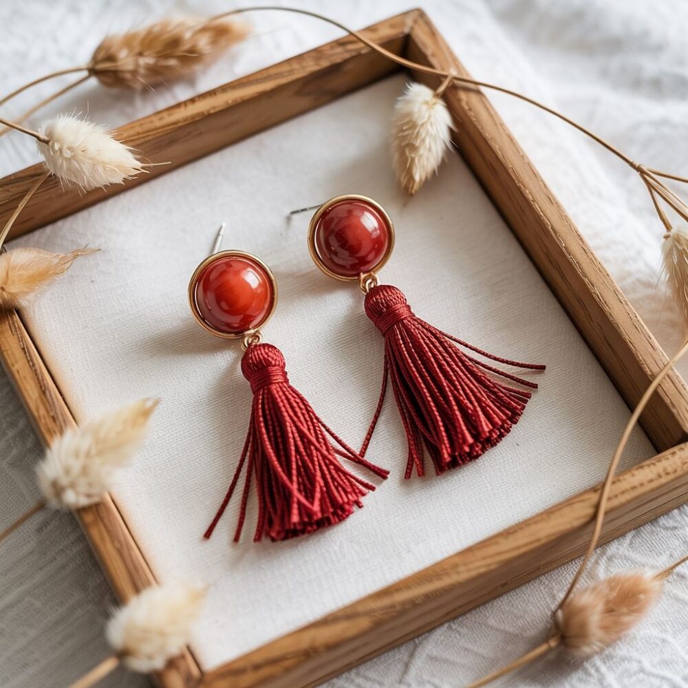 czerwone kolczyki chwosty