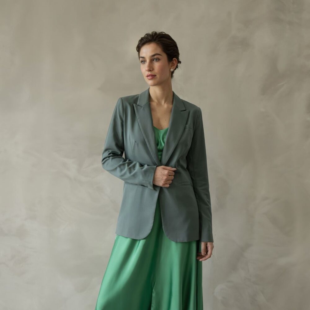 elegancka kobieta w żakiecie i sukience