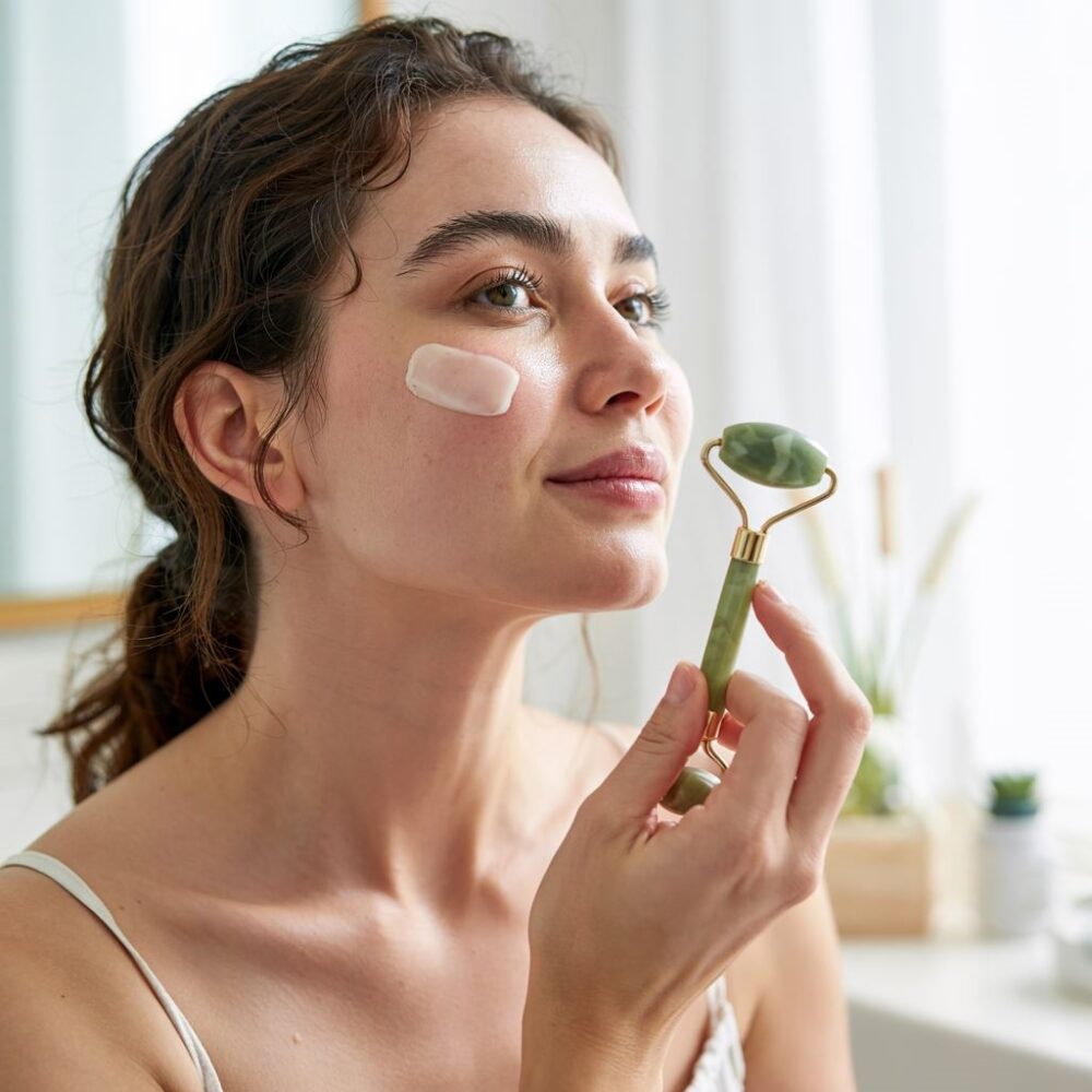 jadeitowy roller do twarzy