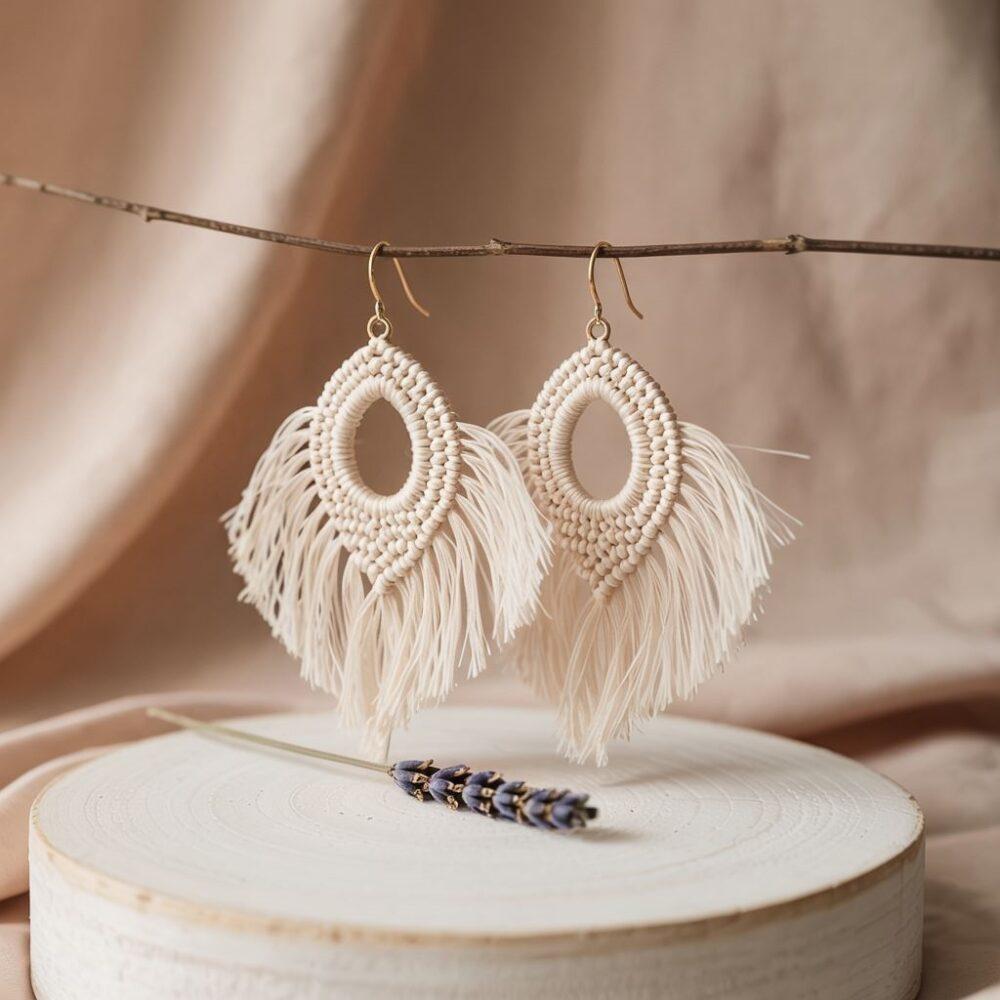 kolczyki z koronką boho