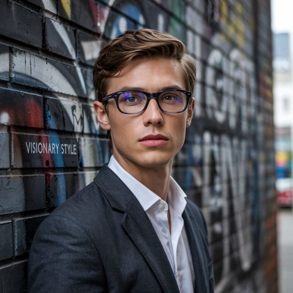 męska moda z okularami