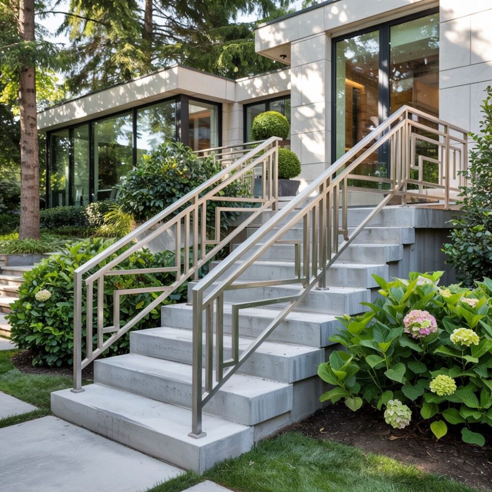 schody zewnętrzne z balustradą