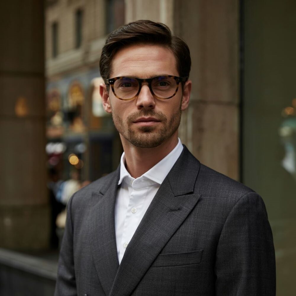 stylowy mężczyzna w okularach