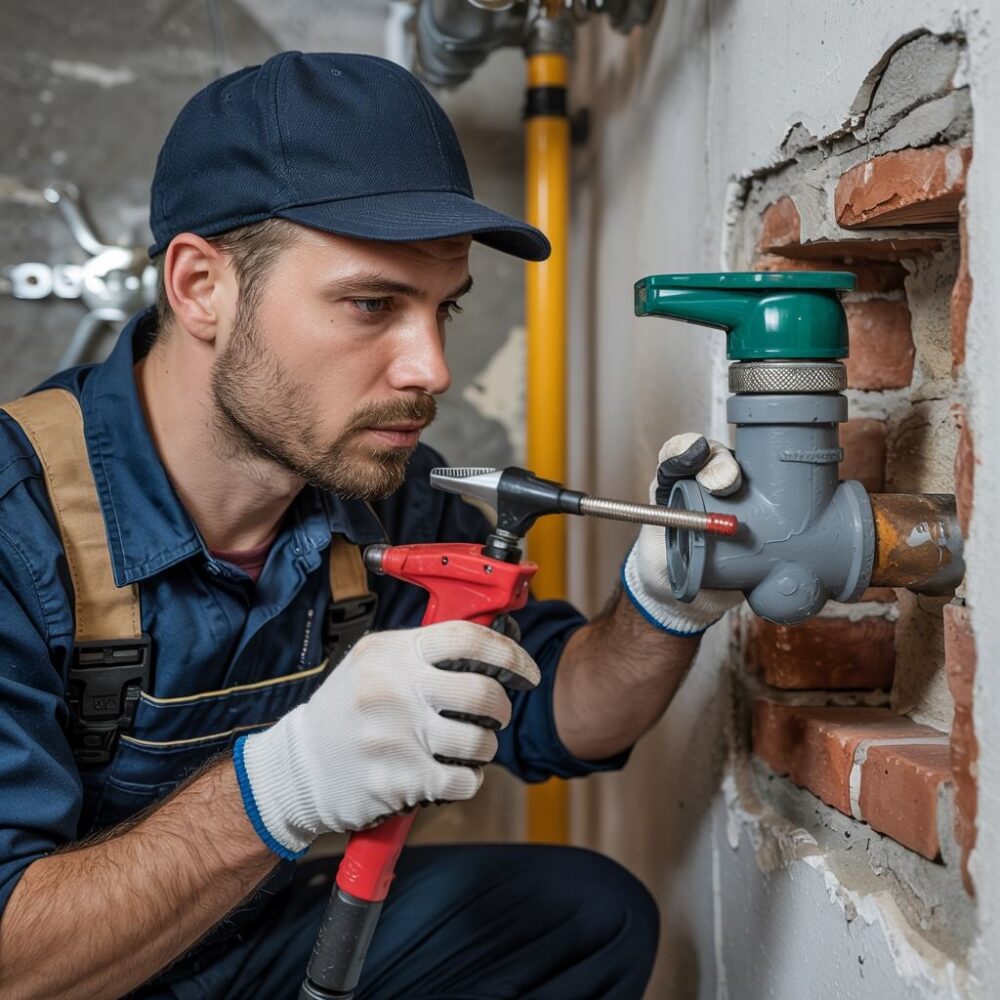 udrażnianie rury w ścianie