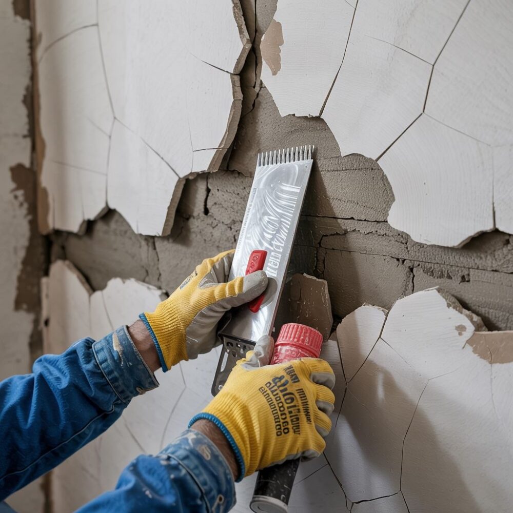 wypełnianie głębokiego pęknięcia w ścianie